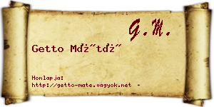 Getto Máté névjegykártya