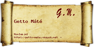 Getto Máté névjegykártya